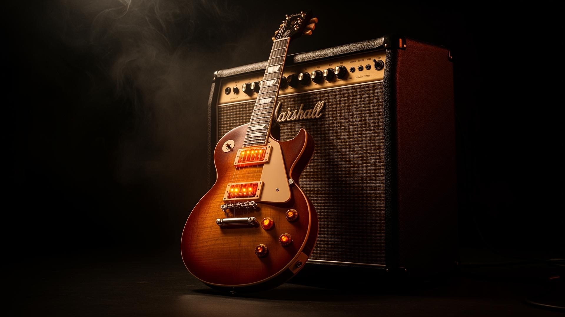 Les Paul guitar and tube amplifier